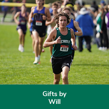 Students running in cross country. Links to Gifts by Will